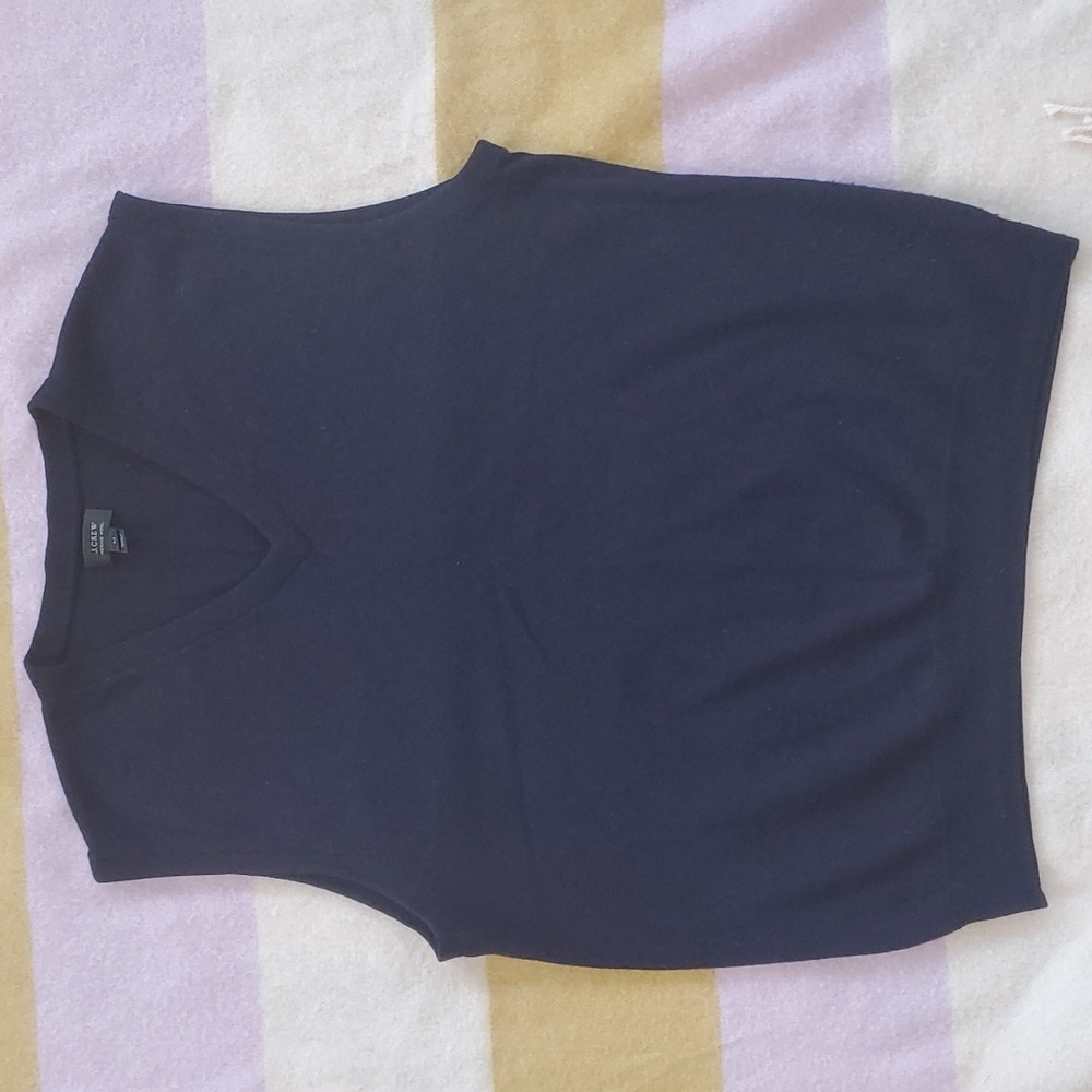 JCrew Men's Merino Wool V- Neck Sweater Vest Medium Navy Blue
